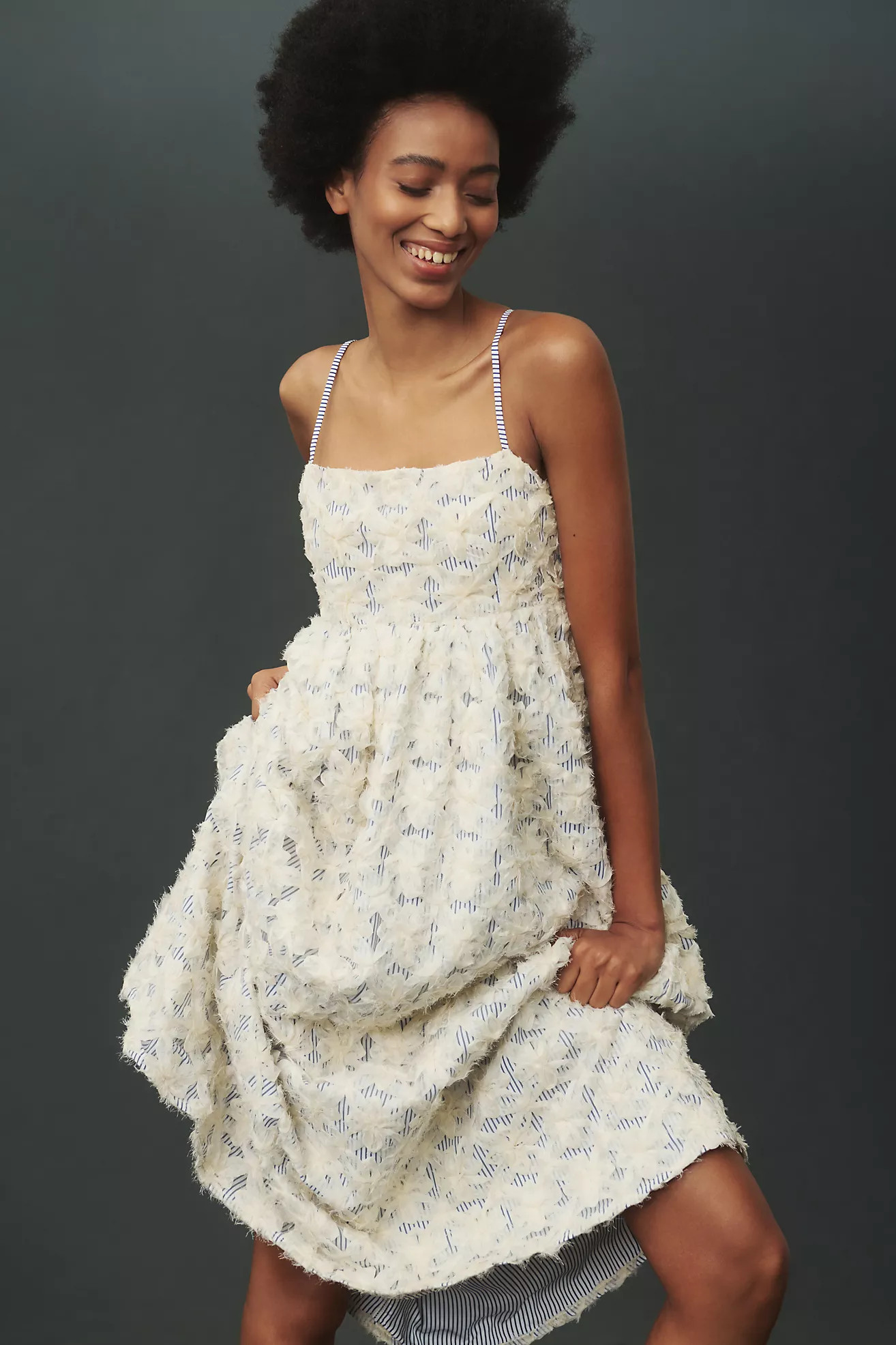 Endless Rose Square-Neck Textured Midi Dress | Anthropologie (US)