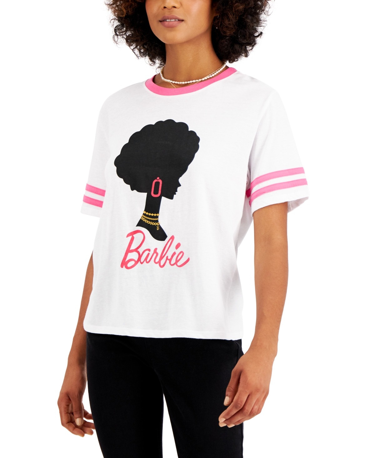 Love Tribe Juniors' Barbie Silhouette T-Shirt | Macys (US)