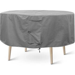 60 in. Dia Small Grey Round Patio Table and Chair Set Cover - Durable and Water Resistant Outdoor... | The Home Depot