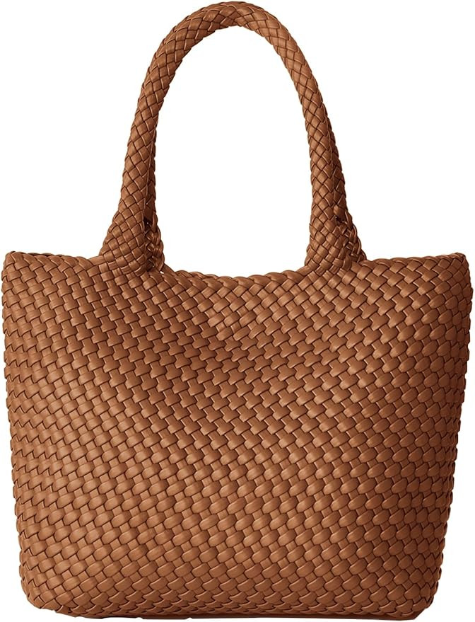 Woven Tote Bag for Women, Fashion Woven Bags for Women Vegan Leather Shoulder Handbags Large Summ... | Amazon (US)