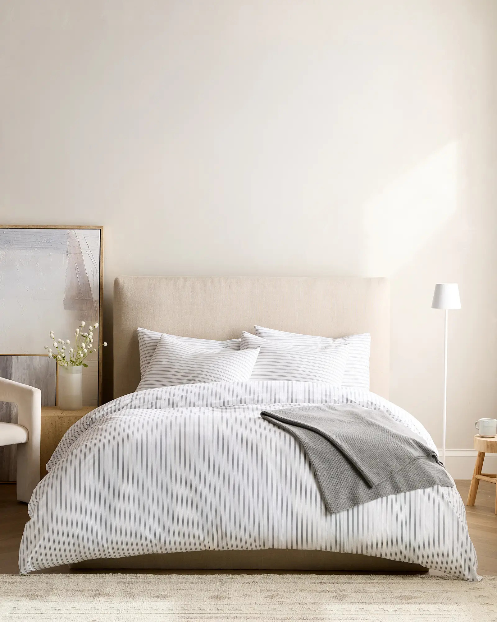 Classic Organic Percale Double Stripe Duvet Cover | Quince