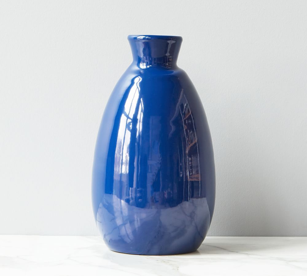 Mouth-Blown Ceramic Vases - Navy | Pottery Barn (US)