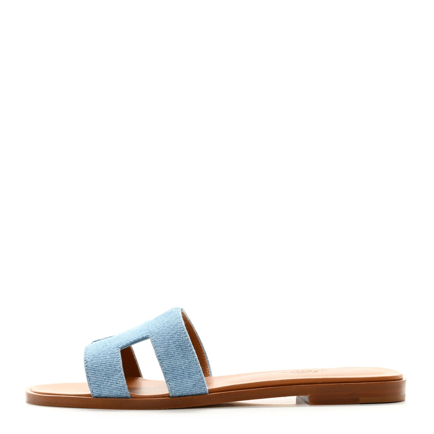 HERMES Denim Canvas Oran Sandals 36.5 Bleu Clair | FASHIONPHILE (US)