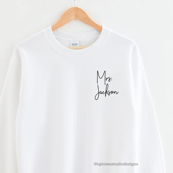 Personalized Mrs Sweatshirt, Personalized Wedding Gift, Bridal Shower Gift, Wedding Sweatshirt, B... | Etsy (US)