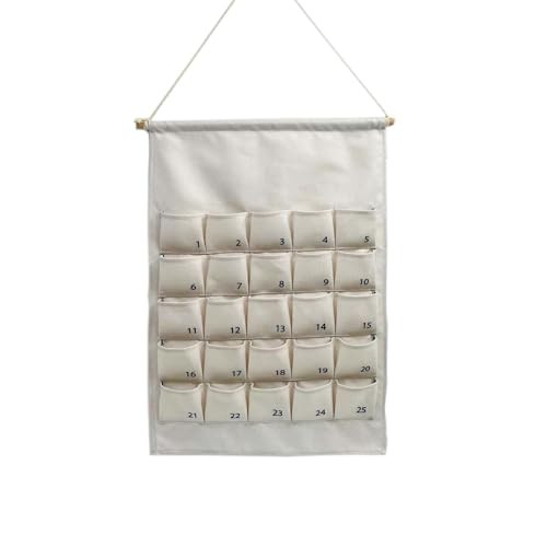 Fabric Christmas Advent Calendar with 25 Pockets, Reusable Natural Countdown Hanging Storage Bag,Reusable Wall Hanging Bag for Home with 25 Pockets for Christmas New Year Party | Amazon (US)