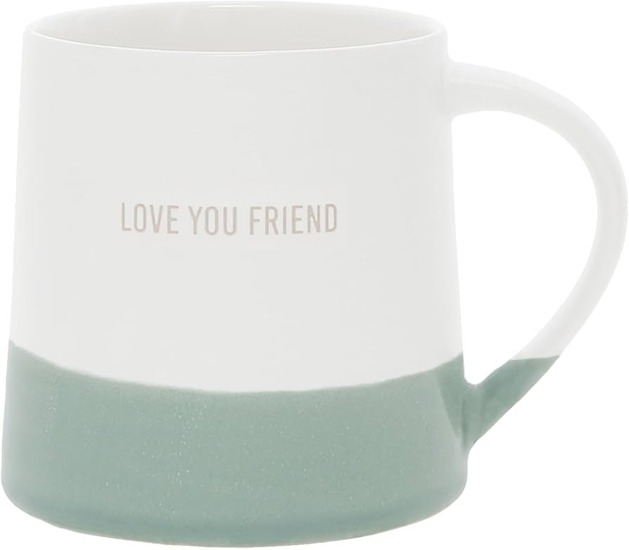 Pavilion Gift Company - Love You Friend - 17 oz Organic Shaped Teal Dipped Stamped Letter Novelty... | Amazon (US)