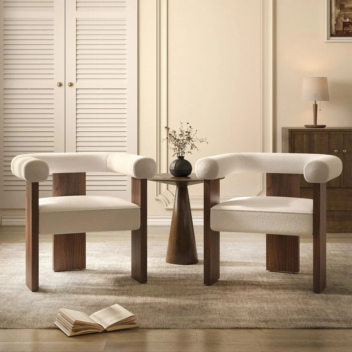 Blediom 27"W Upholstered Armchair with Cream Boucle | Wayfair North America