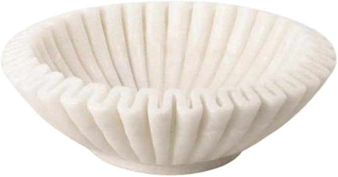 Decorative Marble Scallop Bowl Flower Bowl Fruit Bowl Ruffled Marble Bowl Jewelry Dish Birthday G... | Amazon (US)