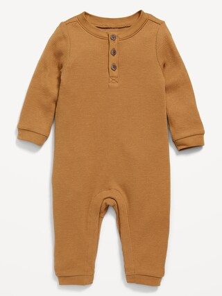 Unisex Thermal-Knit Henley One-Piece for Baby | Old Navy (US)