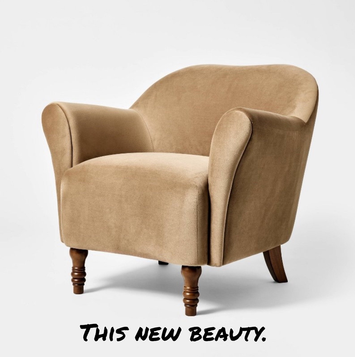 New turned leg velvet chair-  in this gorgeous deep, rich neutral color.  Affordable price, too! 

#LTKHome