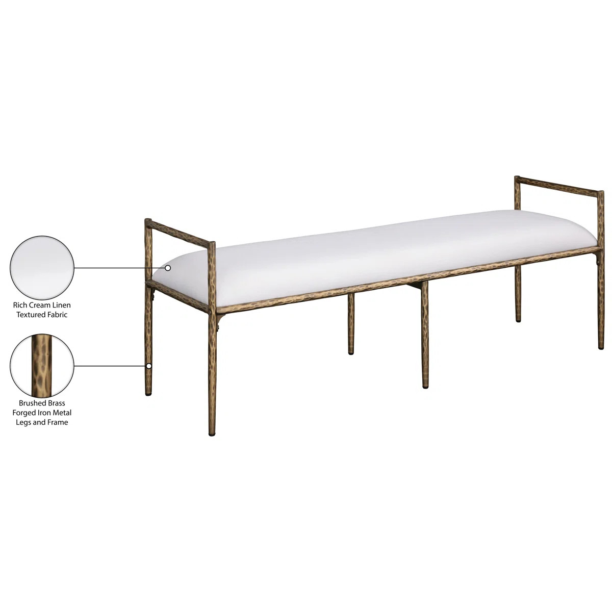 Axis Cream Linen Textured Fabric Upholstered Bench | Wayfair North America