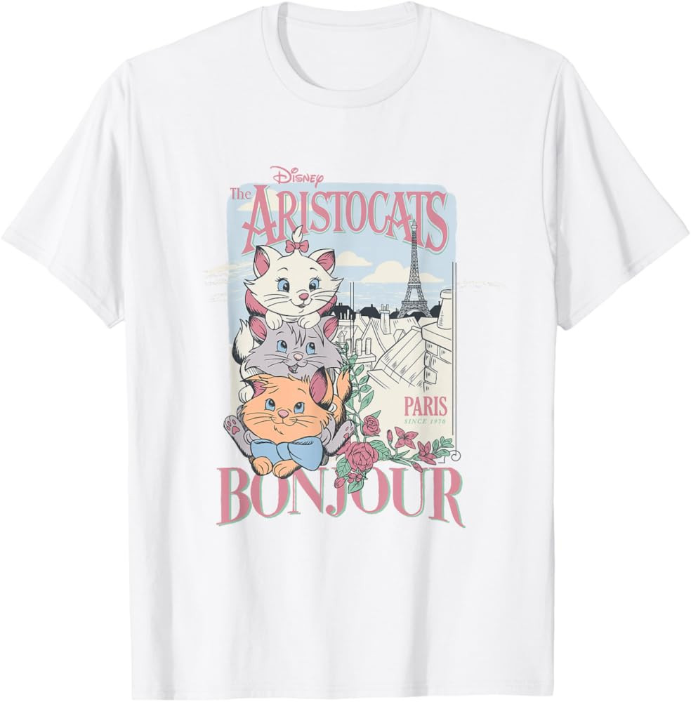 Disney The Aristocats Bonjour Paris Since 1979 Vintage Ad T-Shirt | Amazon (US)
