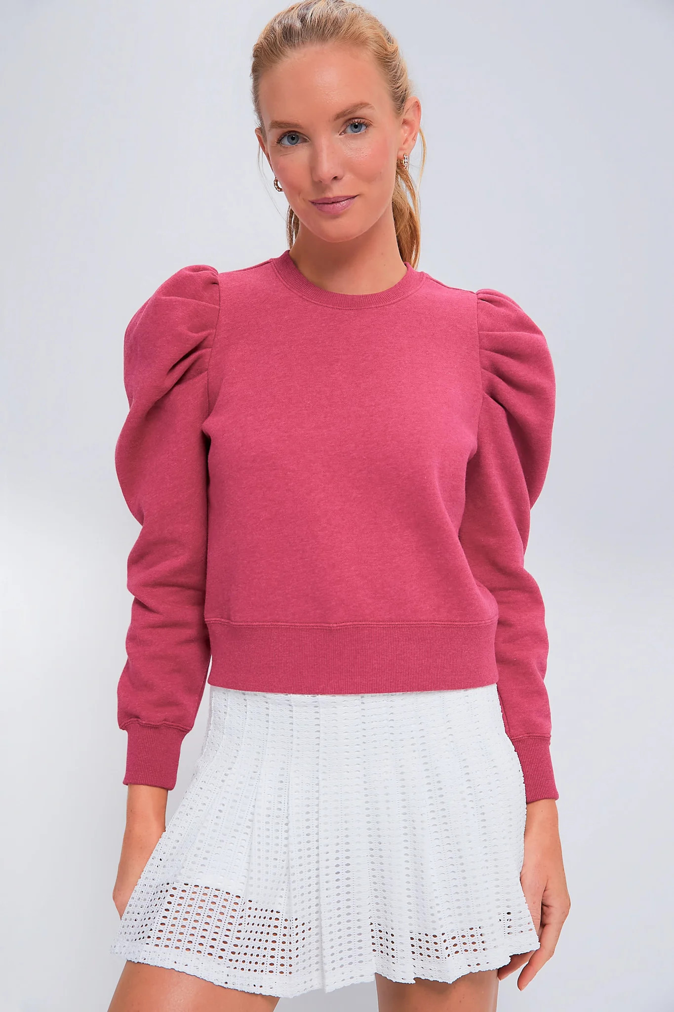 Heathered Pink Puff Sleeve Maisie Pullover | Tuckernuck (US)