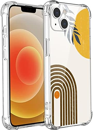 Amazon.com: for iPhone 13 Minimalist Abstract Art Case, Aesthetic Boho Rainbow Sun Moon and Leave... | Amazon (US)