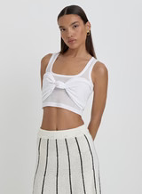 White Knot Front Crop Top- Emi | 4th & Reckless