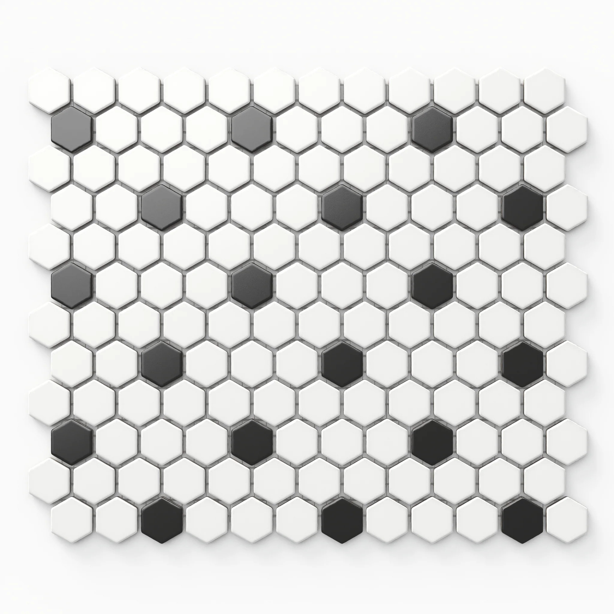 Quinn 12x12 Matte Porcelain 1x1 Hexagon Mosaic Tile in Black & White | Edward Martin