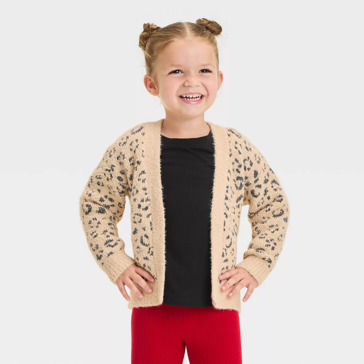 Toddler Girls' Animal Cardigan - Cat & Jack™ Beige 18M | Target