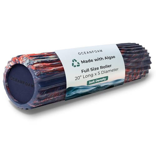Oceanfoam Soft Tidal Roller (Dark Navy, Red and Natural Marbled) - Low Density Foam Roller for Physical Therapy, Back Pain, Exercise & Stretching - Wave Textured - Yoga, Wellness - Full Size, 20" x 5" | Amazon (US)