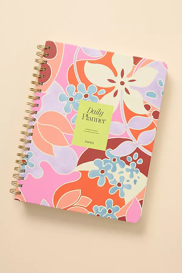 70s Floral Spiral Daily Planner | Anthropologie (US)