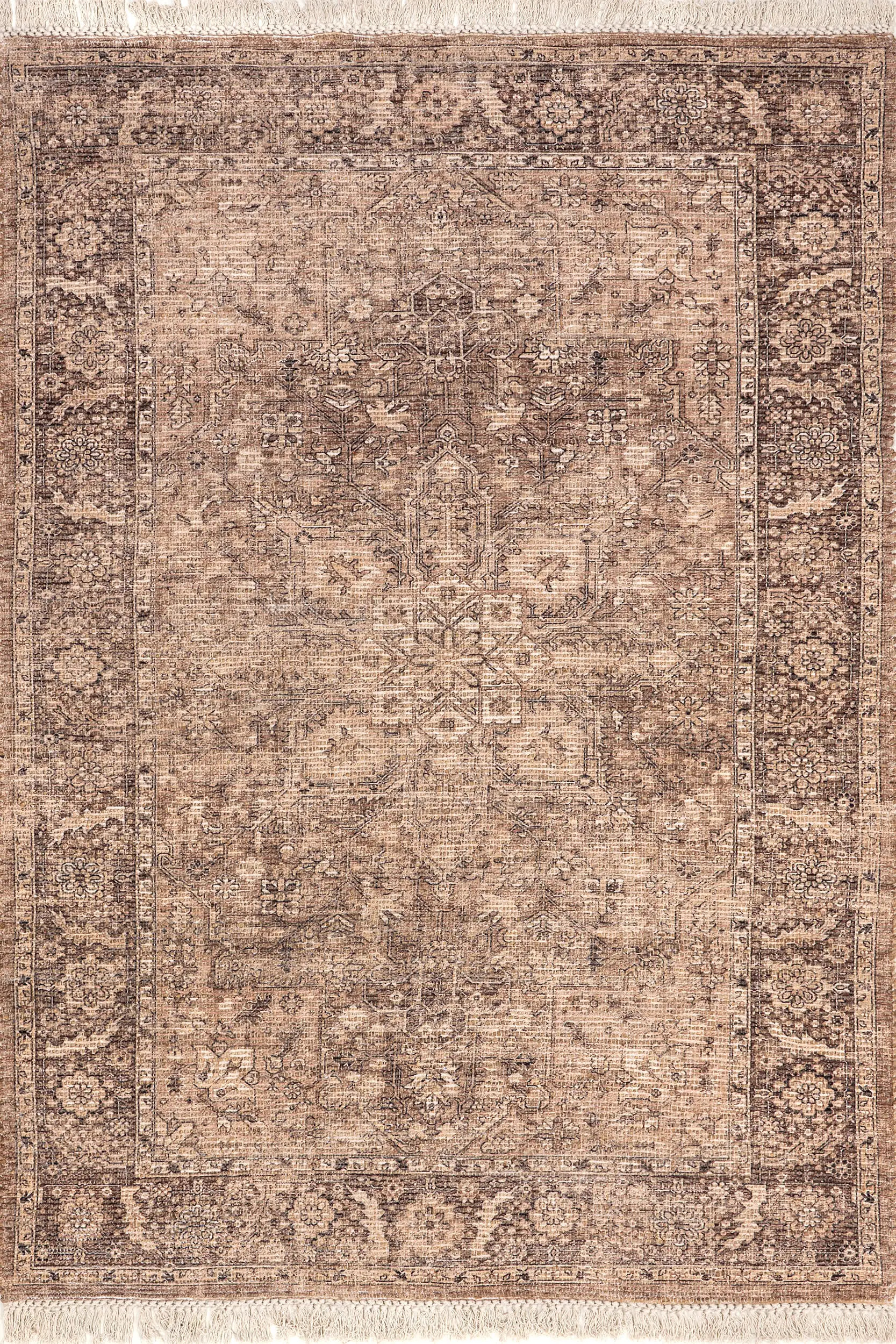 Lennox Medallion Tassel Rug | Brown | Rugs USA