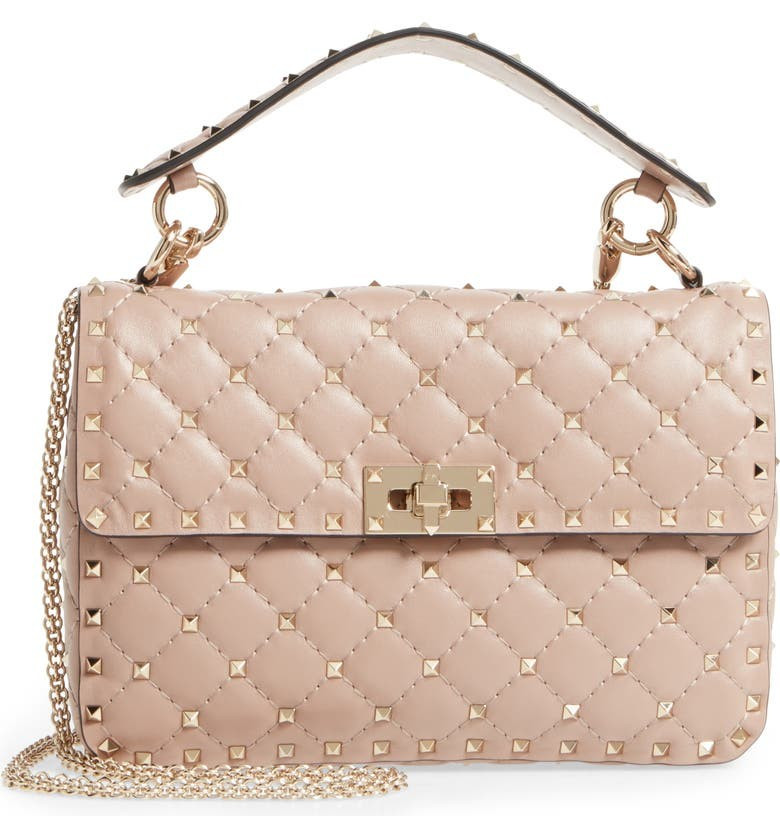 Medium Rockstud Matelassé Quilted Leather Shoulder Bag | Nordstrom