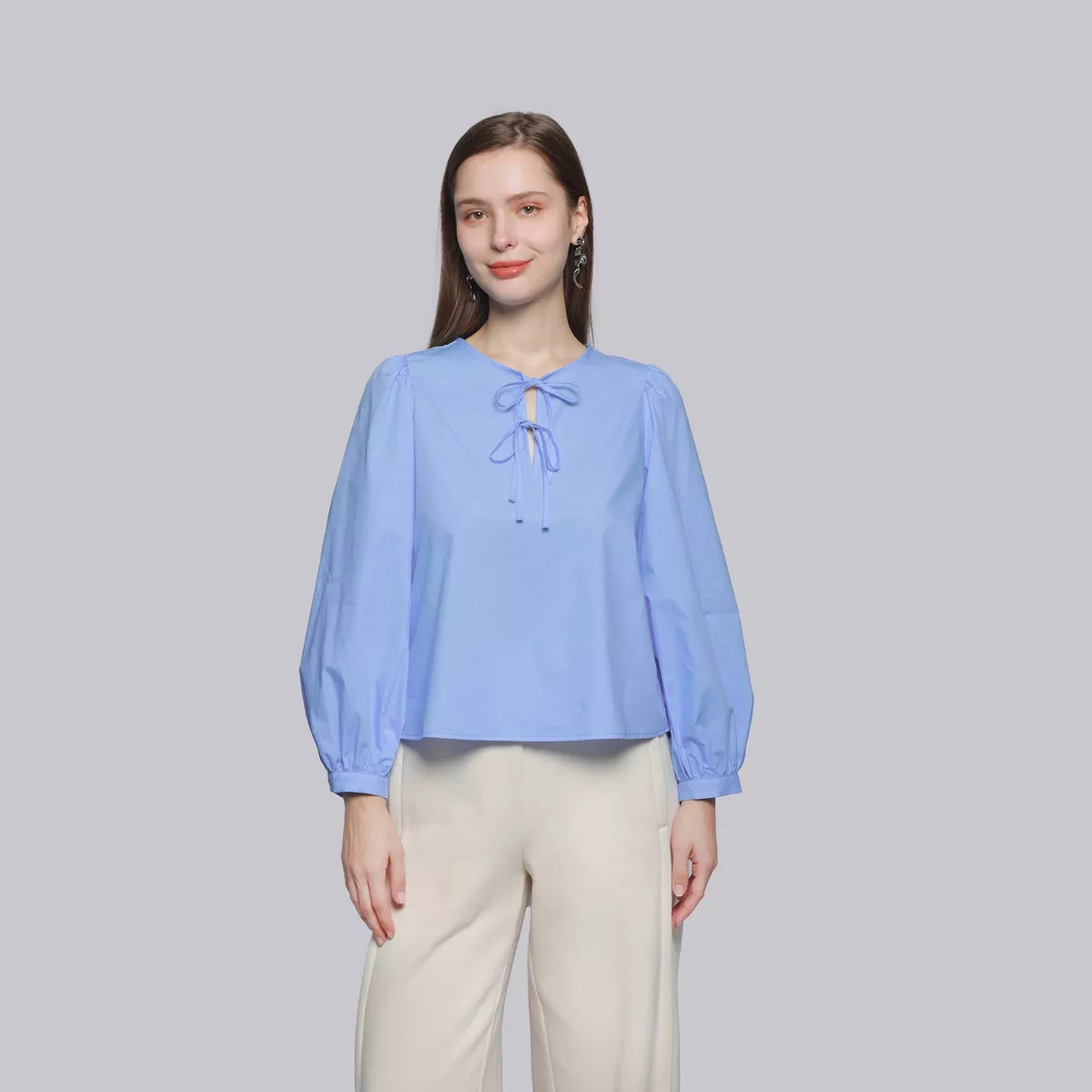 Women's Balloon Long Sleeve Blouse - A New Day™ Blue XL | Target