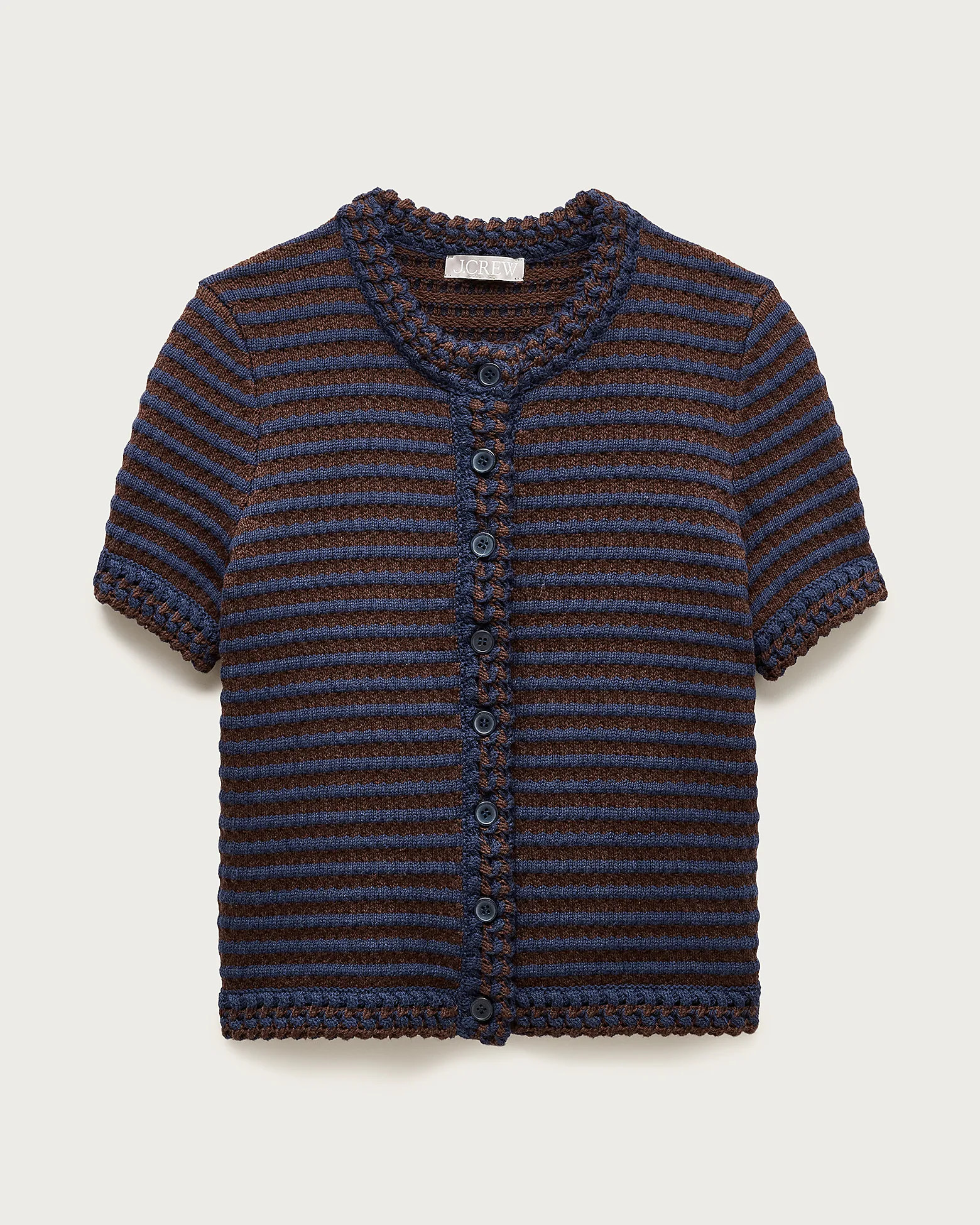 Crochet short-sleeve cardigan in stripe | J. Crew US