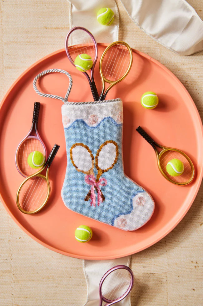 Limited Edition: Palm Beach Lately: Ready to Rally in Blue, Art by Frances Abel | Bauble Stockings