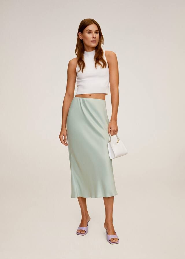 Midi satin skirt | MANGO (US)