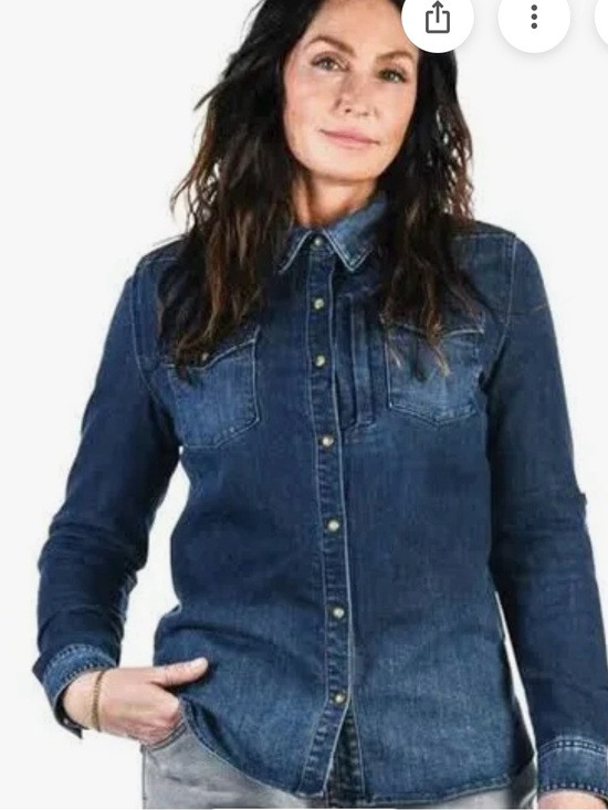Dovetail workwear women’s Denim snap Button-Shirt - Dark Blue washed never worn | Poshmark