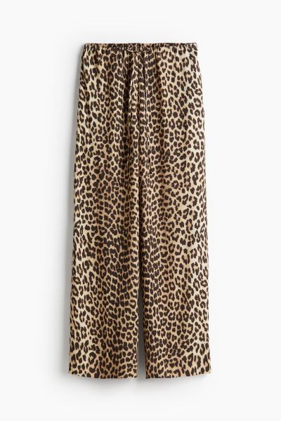 Pantalón amplio de viscosa - Talle alto - Largo - Beige/Estampado de leopardo - MUJER | H&M ES | H&M (FR, IT, ES, PT, BE)
