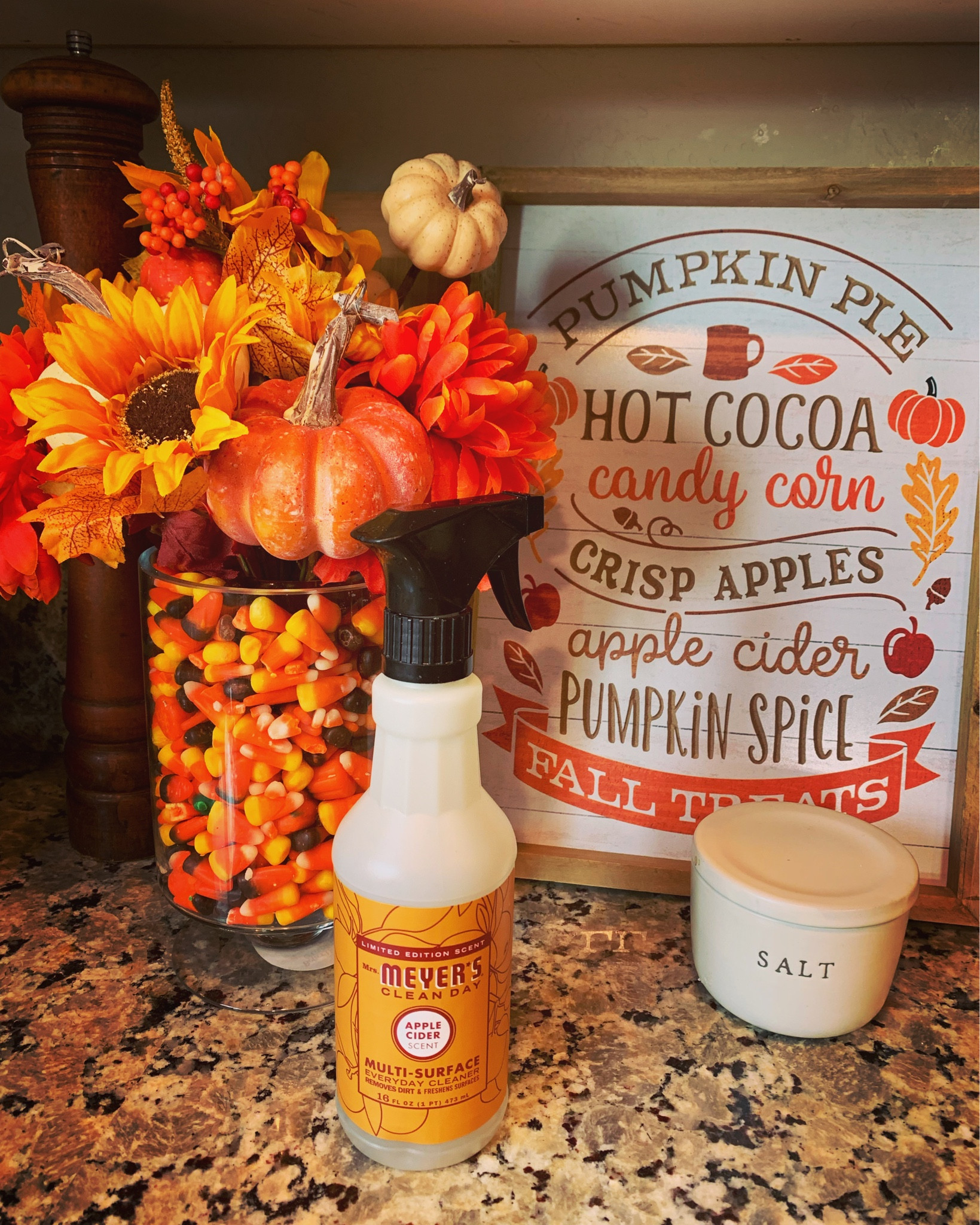 Fall kitchen. Fall centerpiece. Fall home cleaning products. Fall sign. Fall kitchen decor. Fall table decor. Fall countertop decor. #fallhome #falldecor #falldecorations #falltablesettings #fallcountertop

#LTKHalloween #LTKSeasonal #LTKhome