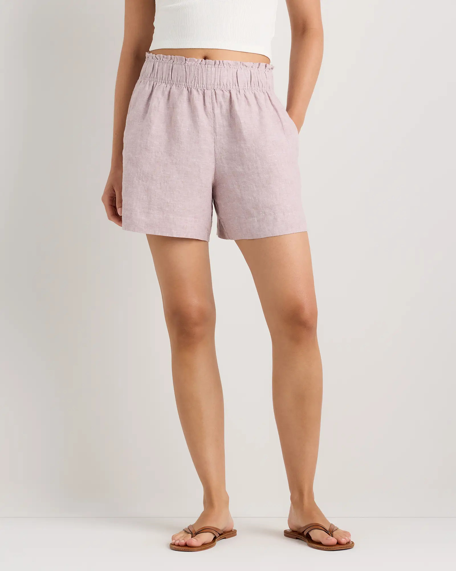 100% European Linen High Waisted Shorts | Quince