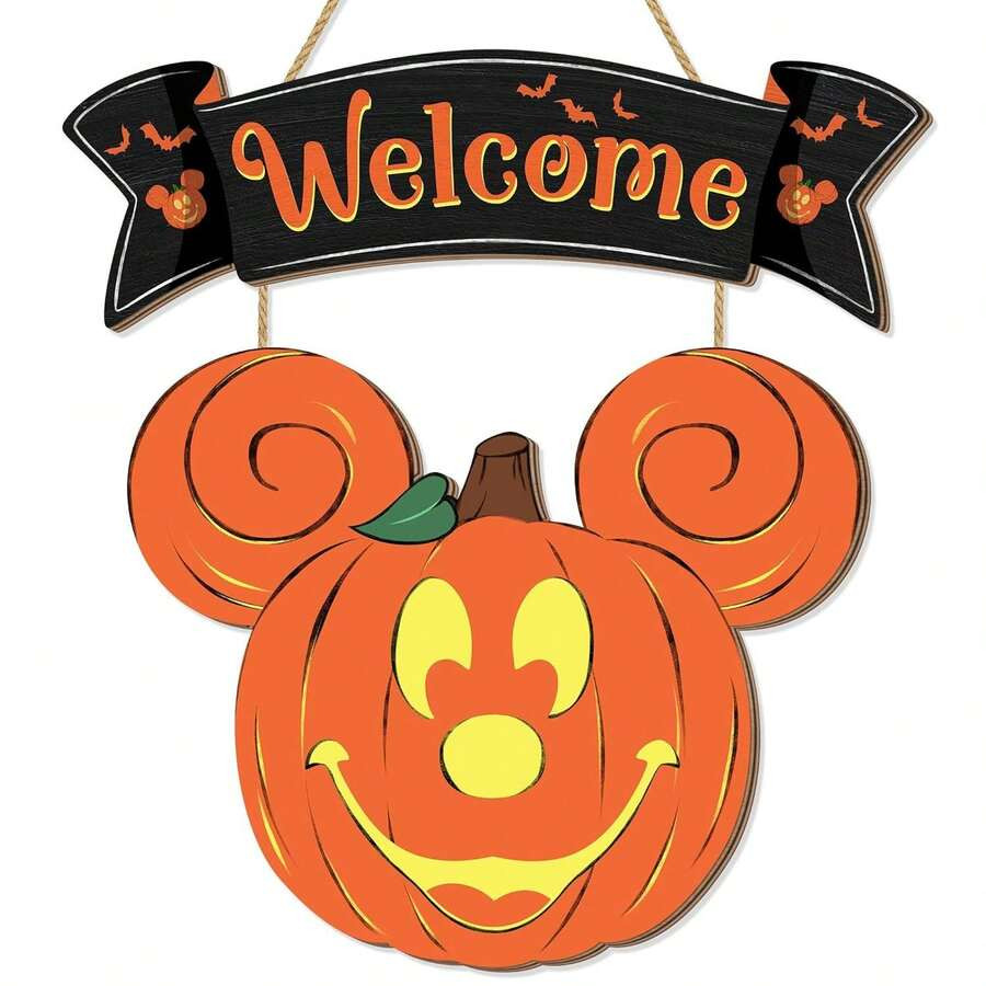 Disney Disney Mickey & Minnie Pumpkin Head Welcome Door Hanger - Halloween, Christmas, Thanksgivi... | SHEIN