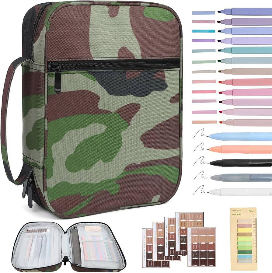 Bible Cover Bible Case for Men Canvas Carrying Cases Book Protector Case Bible Bag with Durable H... | Amazon (US)