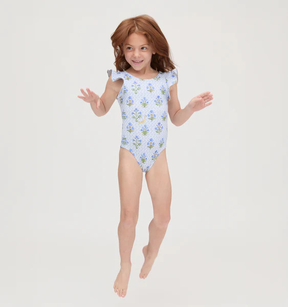 The Baby Rosie Swimsuit - Blue Block Print | Hill House Home US