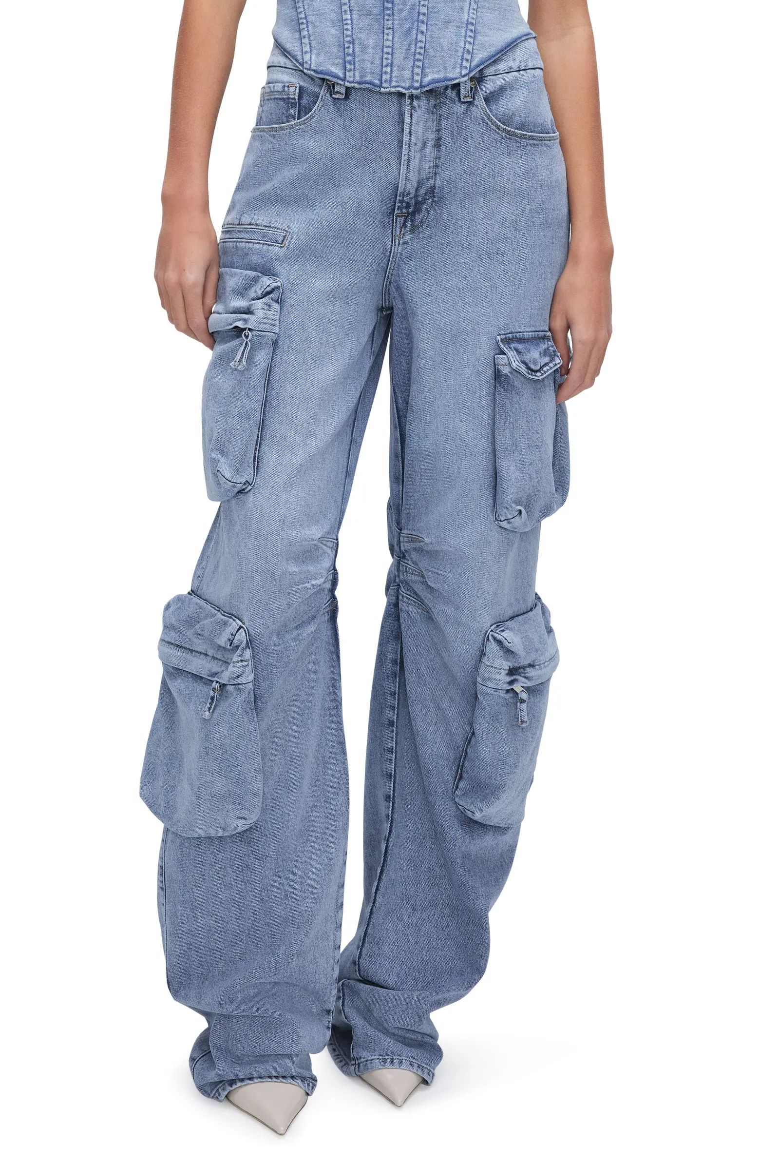 Wide Leg Denim Cargo Jeans | Nordstrom