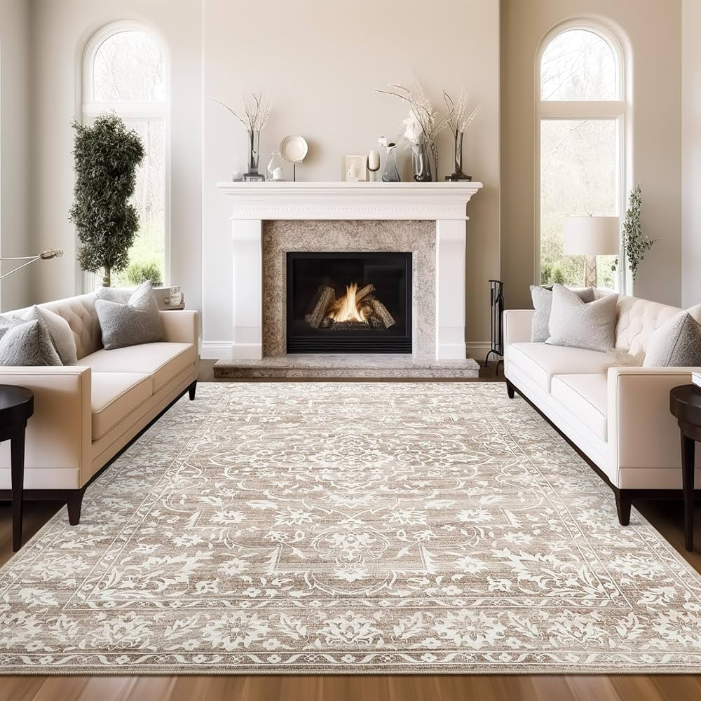 8x10 Area Rugs for Living Room, Stain Resistant Washable Rugs for Dining Room, Kitchen, Floral Vi... | Amazon (US)