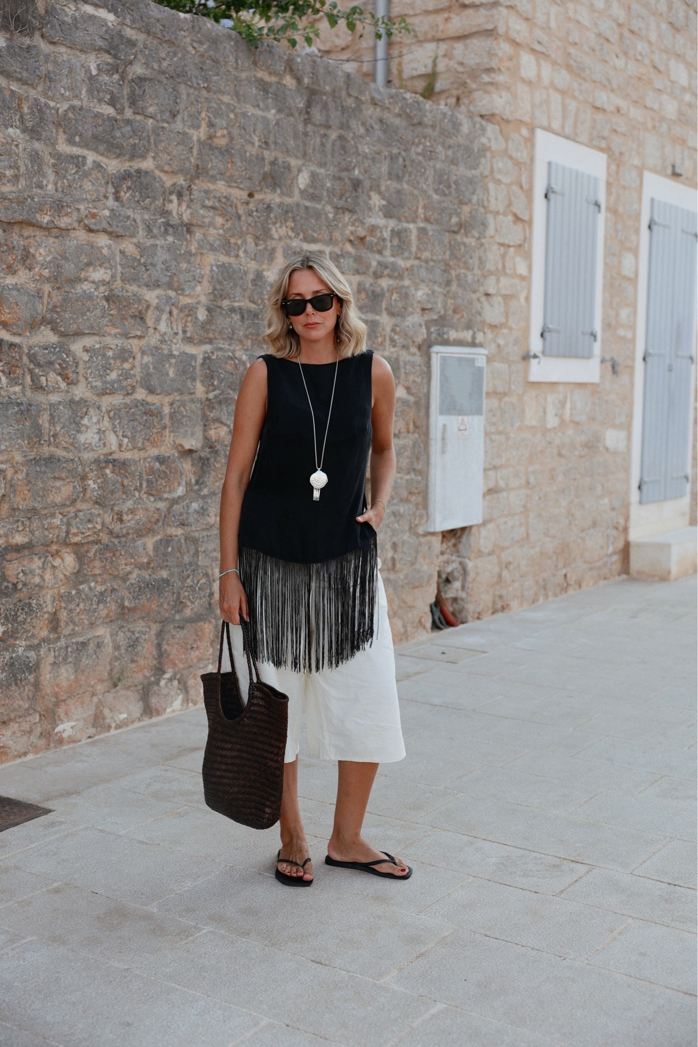 Long shorts, fringe top, tassel top, basket bag

#LTKuk #LTKsummer #LTKFashionMonth