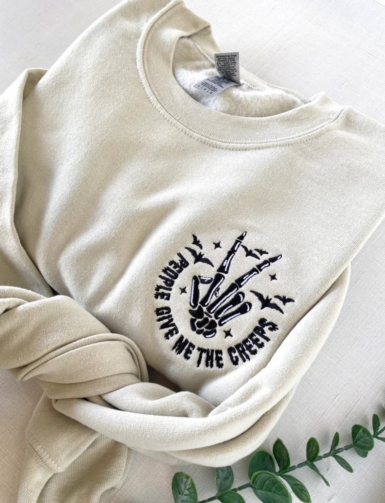 People Give Me the Creeps Embroider UNISEX SWEATER Halloween - Etsy | Etsy (US)