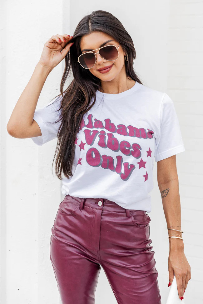 Alabama Vibes Only White Graphic Tee | Pink Lily