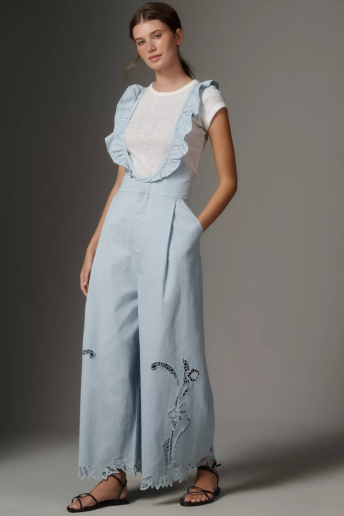 By Anthropologie Eyelet Washed Overalls | Anthropologie (US)