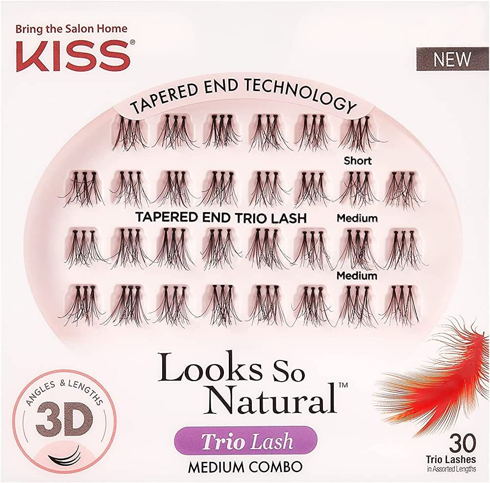 KISS Looks So Natural Trio Lash Medium Combo Pack, False Eyelashes with Tapered End Technology, 3... | Amazon (US)