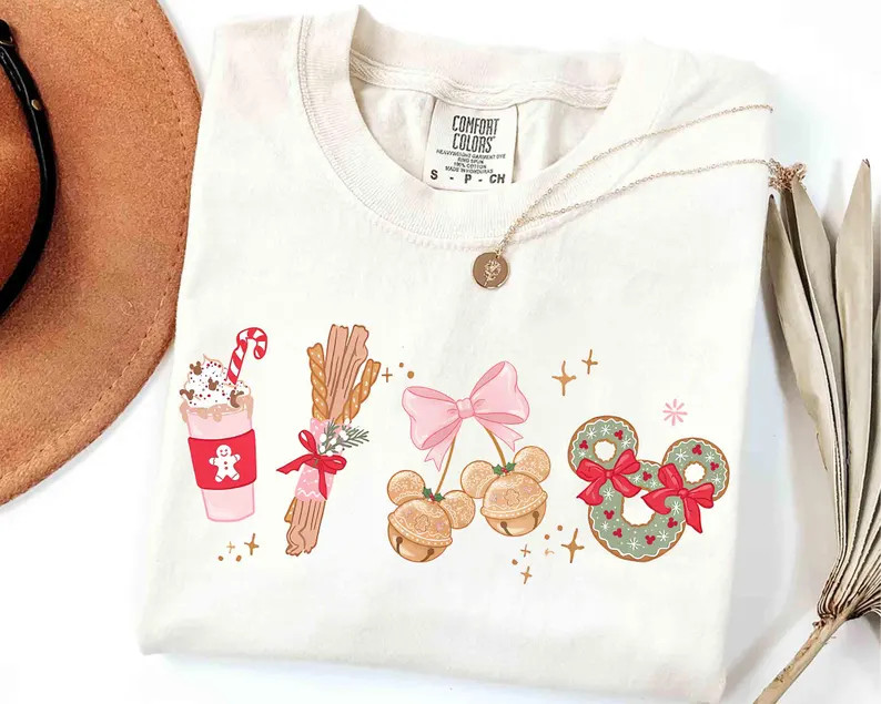 Coquette Bow Disney Mickey Snack Christmas Shirt, Mickey Mouse Holiday Tee, Disney Family Xmas Tr... | Etsy (US)