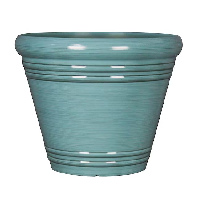 Style Selections 16.49-in W x 14.46-in H Blue Resin Contemporary/Modern Indoor/Outdoor Planter | Lowe's