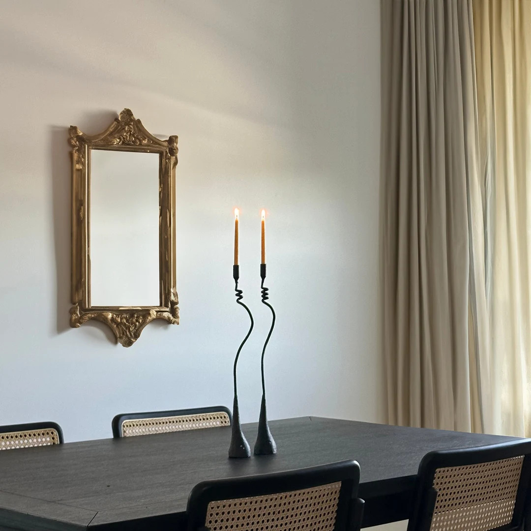 Forged Iron Wavy Looped Candleholders, Pair Handforged Iron Candleholders Wavy Iron Candleholders... | Etsy (US)