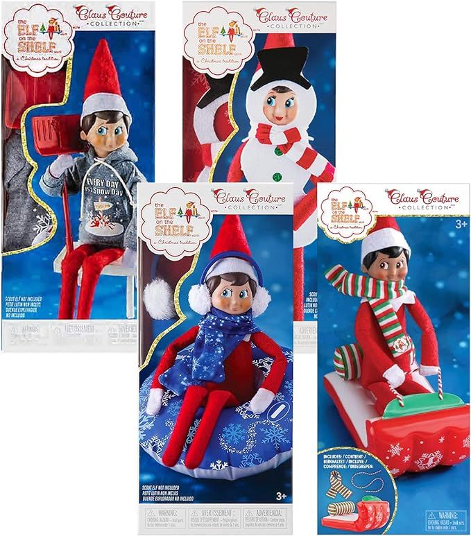 The Elf on the Shelf Claus Couture Snow Day Pack: Soaring Snowflake Sled, Totally Tubular Set, Si... | Amazon (US)