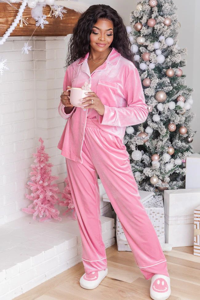 Asking Again Pink Velvet Lounge Pants | Pink Lily