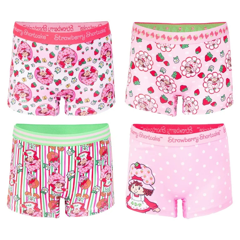 Strawberry Shortcake Girls Boyshort Character Underwear, 4-Pack, Size 4-10 | Walmart (US)