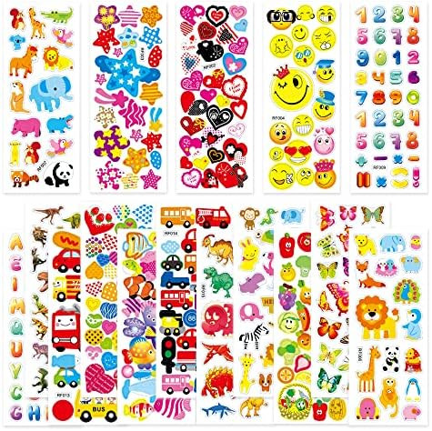 Stickers for Kids Puffy Kids Stickers Sheets 16 Different Bulk Variety Pack Stickers for Girls Bo... | Amazon (US)